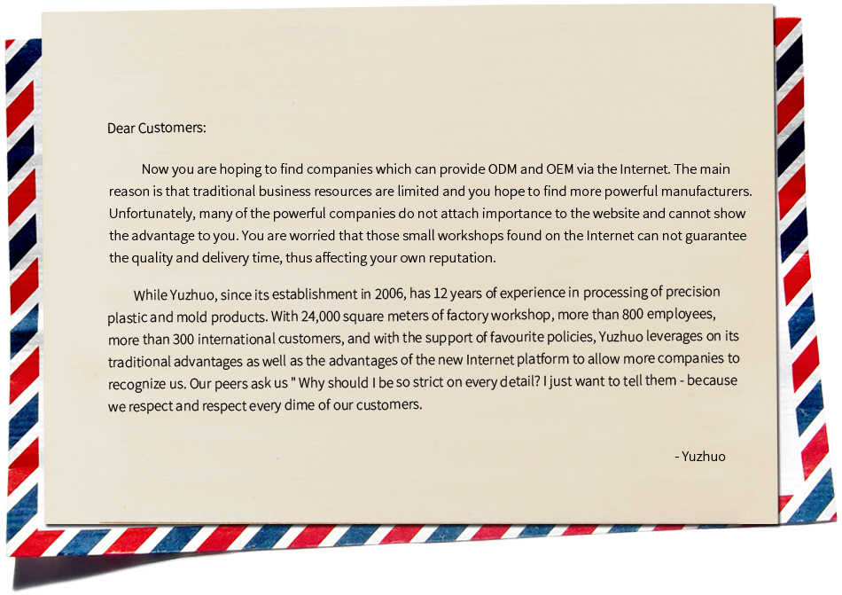 A letter to the customer